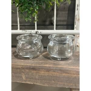 PartyLite Halloween Glass Cauldron Votive Tea light Candle PAIR Holders P7647